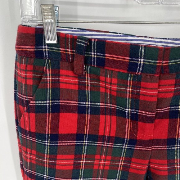 Vineyard Vines Pants Women’s 2 red tartan plaid christmas holiday straight leg - Picture 2 of 7